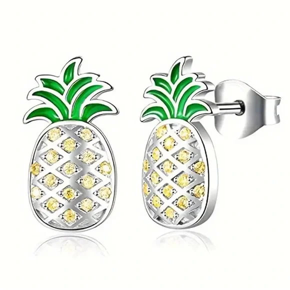 Pineapple 🍍 Jewelry set Steel NEW - Picture 3 of 3